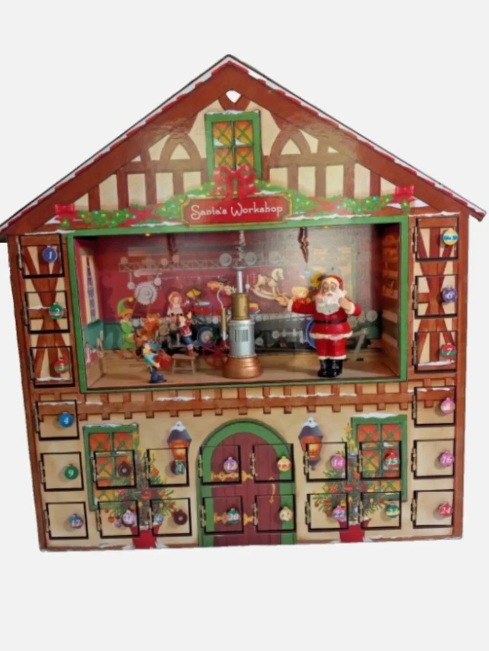 Mr Christmas 2012 Santa’s Workshop Animated Advent Calendar Complete w Ornaments